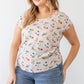 Plus Flower Print Ruched Top