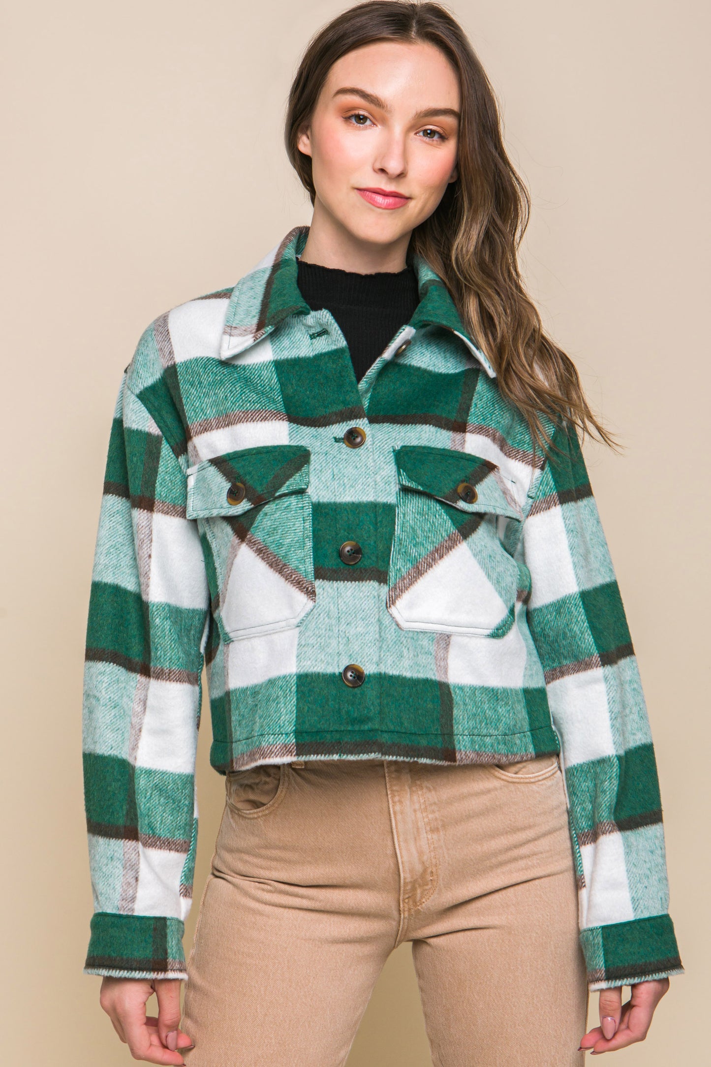 Yarn Dyed Plaid Button Up Jacket