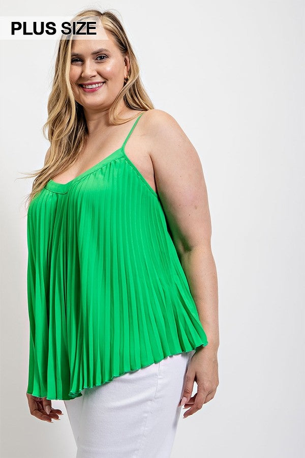 Pleated Tank Top With Adjustable Strap